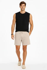 Erkek Sıfır Kolsuz Atlet Bisiklet Yaka Oversize Basic Spor Üst, Günlük Ve Fitness Kullanımına Uygun - Siyah