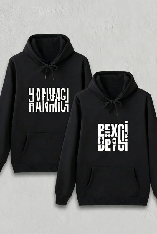 Sevgililer Günü Beyci Hediye Baskılı Oversize Kapüşonlu Sweatshirt - Siyah