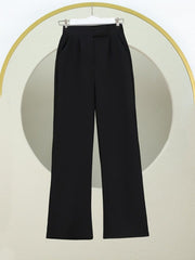 Cırtlı Fermuarlı Palazzo Pantolon -Siyah