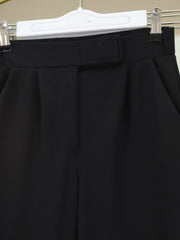 Cırtlı Fermuarlı Palazzo Pantolon -Siyah