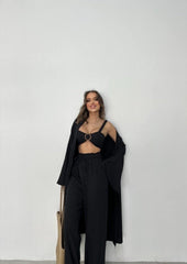 KRINKILL BÜSTİYER-PANTOLON-KİMONO TAKIM - Kahverengi