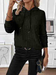 Kadın Uzun Kollu Kapşonlu Bağcıklı şardonlu Kaşkorse Bluz