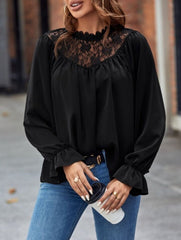 Kadın Uzun Kollu Dantelli Salaş Sandy Bluz