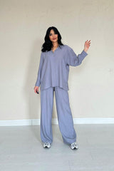Bej Alice Gömlek Ve Bol Kesim Pantolon Takım