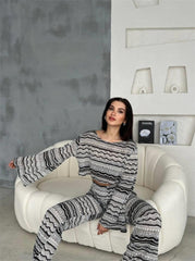 FİLE DANTEL BLUZ - YIRTMAÇLI PANTOLON TAKIM - Bej