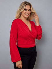 Kadın Uzun Kollu Kruvaze Yaka Sandy Bluz