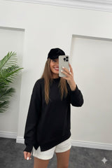 Kadın Uzun Kollu Bisiklet Yaka Sala Sweat