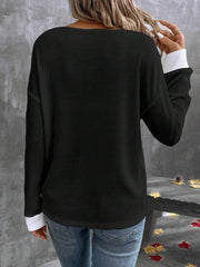 Kadın Uzun Kollu V Yakalı Waffle Bluz