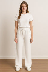 Kadın Beli Lastikli Pol Paça Pantolon