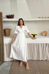 Bebe Mavi Müslin Uzun Elbise