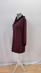 Kadın Uzun Kollu Kapşonlu önden Fermuarlı Düğmeli Mini Iki Iplik Elbise