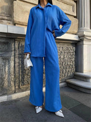 KENDİNDEN DESENLİ KRINKILL GÖMLEK - PANTOLON TK - Orange