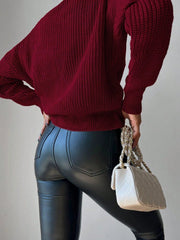 Kadın Uzun Kollu Düğme Detay Triko Bluz