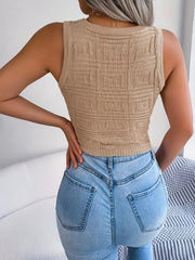 Kadın Kolsuz Bisiklet Yaka Güpüs Dekolteli Triko Crop Bluz