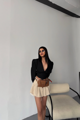 CROP POPLİN GÖMLEK YAKA KENAR DANTEL DETAYLI - Beyaz