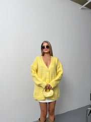 Kadın şardonlu Uzun Triko Hırka