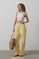 Beli Bağlamalı Brode Pantolon - Saks