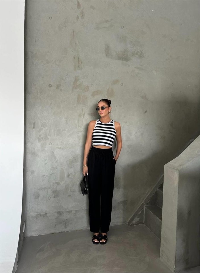 BEL LASTİK DETAYLI MODAL KUMAŞ PANTOLON - Fuşya