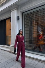 ÇİZGİLİ BLUZ  - PANTOLON TAKIM - Siyah