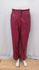 Kadın önden Fermuarlı Cepli Geniş Kesim Lame Deri Pantolon