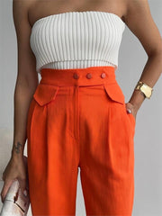 PANTOLON KAPALI CEP 3 DÜĞME DETAYLI - Mavi