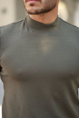 Erkek Ince çizgi Dokulu Kısa Kollu T-shirt