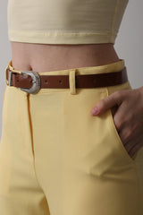 Kemerli Havuç Pantolon - Taba