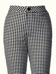 Kadın Yüksek Bel Desenli Dalgıç Pantolon