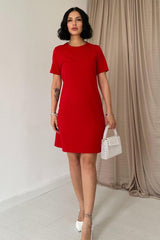 Mavi Kısa Kol Atlas Mini Elbise