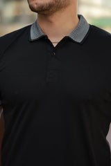 Erkek Yakalı Kagi Kumaş Kısa Kollu T-shirt