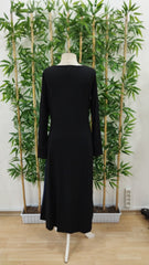 Kadın Uzun Kollu V Yakalı Blok Desenli Viskon Elbise