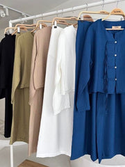 Önü İnce Kordon Detaylı Ve Double Paça Pantolonlu Takım 10180