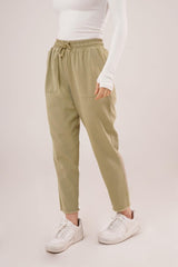 Bağlama Detaylı Cepli Mavi Pantolon