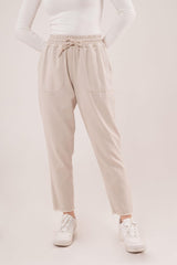 Bağlama Detaylı Cepli Mavi Pantolon