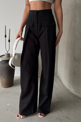 KAPALI GENİŞ PİLE CEP KAPAK DETAYLI PANTOLON - Gri