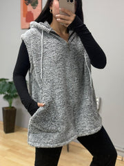 Kadın Kapüşon Ve Fermuar Detay Welsoft Kolsuz Yelek