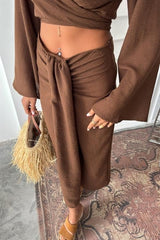 Crop Gömlekli Ve Eteği Büzgülü Tasarım Takım 10195