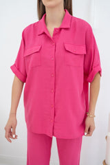 Fuşya Gömlek Ve Pantolon Takım