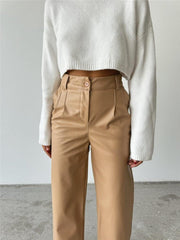 DERİ PALAZZO PANTOLON BORU PAÇA - Siyah