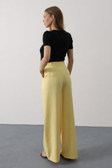 Pileli Bağcıklı Oversize Pantolon - Siyah