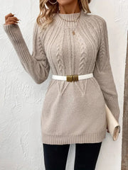 Kadın Uzun Kollu Yarı Balıkçı Yaka Triko Bluz