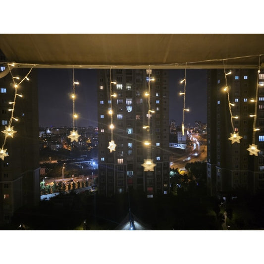 Yıldız 4m 96 Led 19 Saçak 40-50-60cm Gün Işığı Yıldız Boyutu:7cm