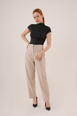 Çift Pens Detaylı Gri Pantolon