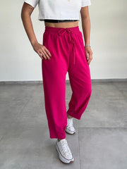 Kadın Dalgıç Krep Full Likralı Paçası Pens Detay Pantolon