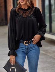 Kadın Uzun Kollu Dantelli Salaş Sandy Bluz