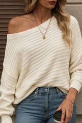 Kadın Uzun Kollu Tek Omuzu Açık Triko Bluz