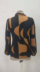 Kadın Uzun Kollu V Yakalı Desenli Modal Bluz