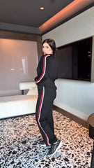 Kadın Uzun Kollu Fermuarlı Viskon Iki Iplik Bluz Ve Pantolon Ikili Takım