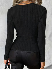 Kadın Uzun Kollu Kruvaze Yaka Yandan Düğme Detaylı şardonlu Kaşkorse Bluz