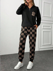 Kadın Uzun Kollu Iki Iplik Kumaş Fermuar Ve Cep Detay Kapüşonlu Ikili Takım